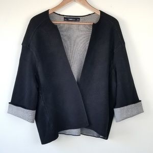 Zara Knit Black 3/4 sleeve open cardigan S